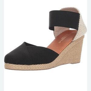 André Assous Women's Anouka Black Espadrille Wedge Comfort Slip On Sandal Size 9